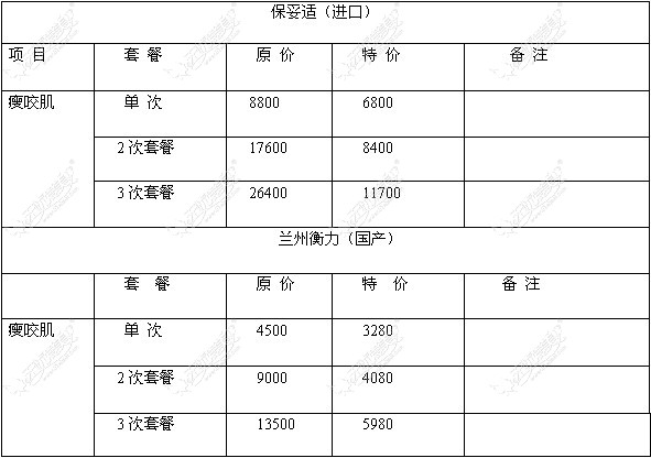 瘦脸价格表