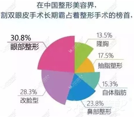 双眼皮手术在所有整形手术中占得比例